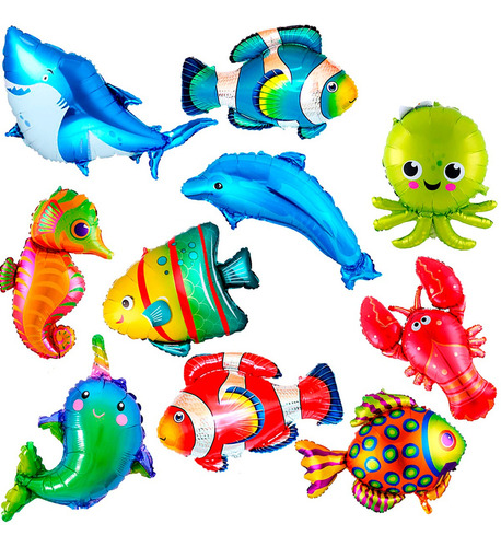 10 Globo Peces De Mar Deco249 Candybar Animal Granja