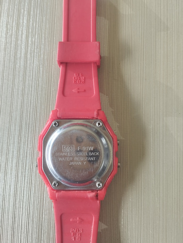 Relógio Casio F-91 W ( Não Funciona) Vermelho Vermelho Vermelho (Usado)