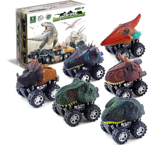 Set De 6 Autos De Juguete Dinosaurios Regalo Para Niños