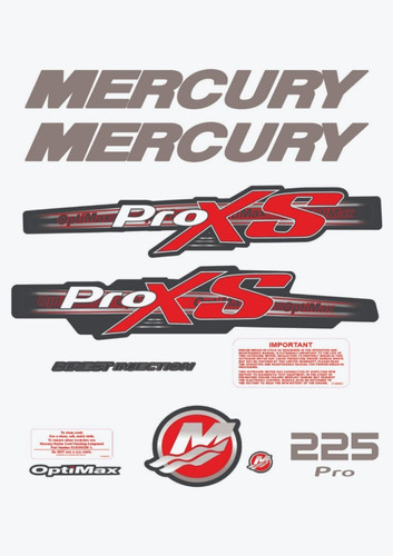 Mercury Proxs 225 Hp Motor De Popa Optimax Decalques Adesivo