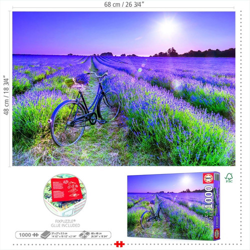 Rompecabezas 1000pz Bicicleta En Campo De Lavanda