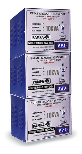 Elevador Estabilizador Tension Trifasico 30 Kva Pampa 160v Color Azul marino