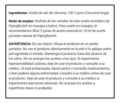 Aceite Esencial De Cúrcuma ( Turmeric ) 100% Puro 15ml