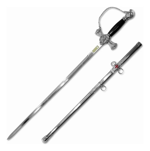 Espada As Cruzadas Knight Cerimonias Oficiais Militares 92cm Cor Prateado