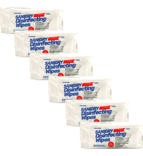 Sanidry Wipes Toallitas Desinfectantes C/100 Pzas 6pz