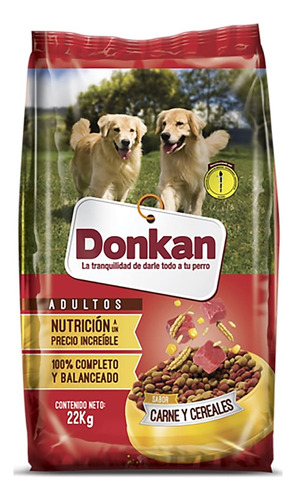 Alimentos Para Perros Donkan Audlto Carne Y Cereales X 22 Kg