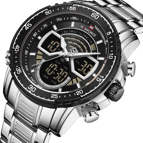 Reloj Naviforce Crono Fechador Correa Metálica Para Hombre B