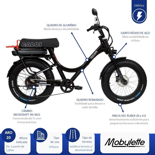 Imagem 2 de 10 de Bicicleta Elétrica Mobylette Caloi 350w Preta