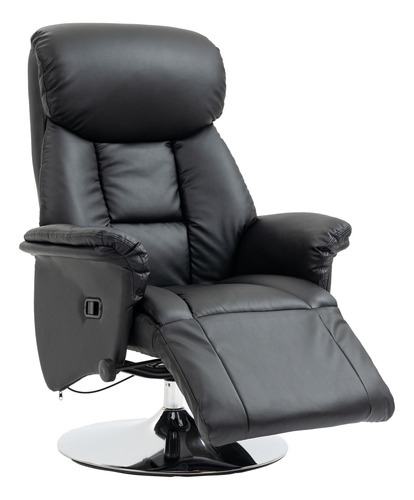 Silla Reclinable Giratoria Manual Con Reposapies Negra