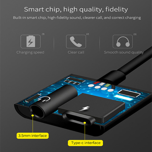 V Um Adaptador De Fone De Ouvido Tipo C 2 Em 1 De 3,5 Mm