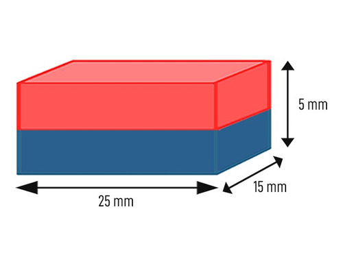 Ímã Neodímio 25x15x5 Mm N35 5 Unidades