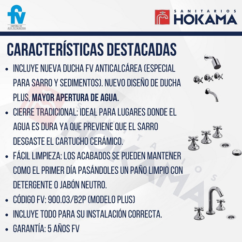 Combo Baño Griferia Fv Completo Plus Casa Moderno Canillas