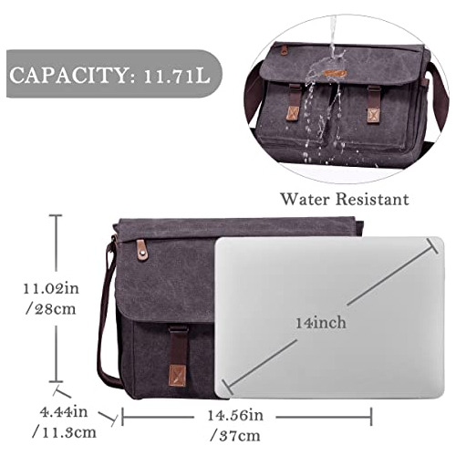 Bolso Mensajero Hombres, Satchel De Lona Resistente Al ...