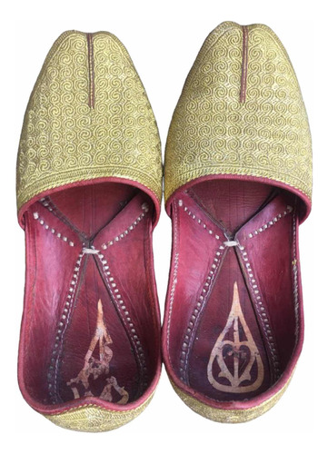 Calzado Zapatos Chatos De Boda De La India Dorados 38