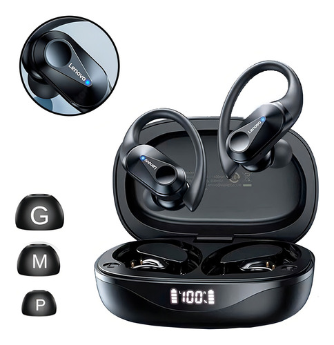 Auriculares inalámbricos deportivos flexibles Lenovo Lp75 de color negro