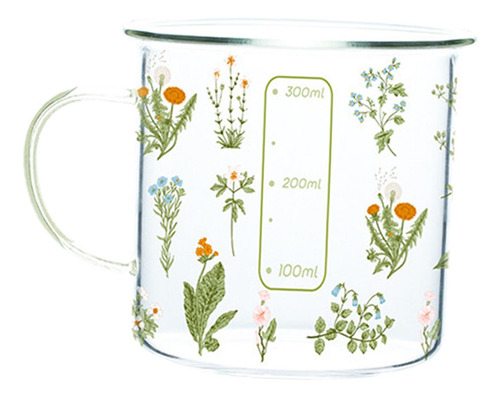 Large Clear Printed Glass Cup With Handle Large 360ml