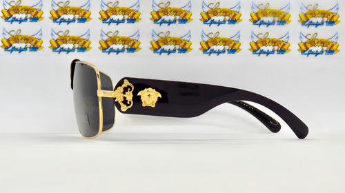 Lentes De Sol Versace Ve2207q Squared Baroque 140mm Suns Color Gold/black 1002/87