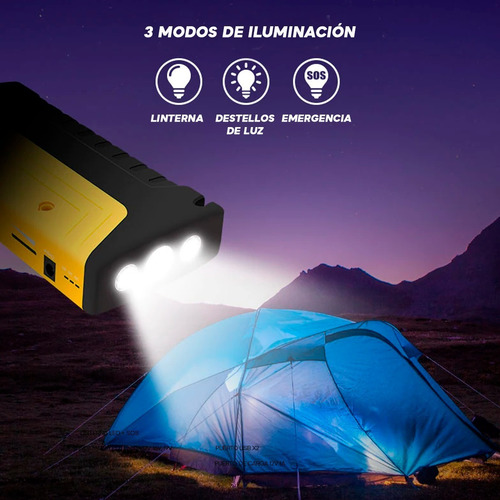 Arrancador Portátil De Auto Moto Powerbank Linterna 50800mah