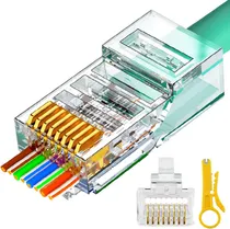 Comprar Rj45 Cat6 Cat5e Conectores De Paso 100 Paquetes Chapado En O
