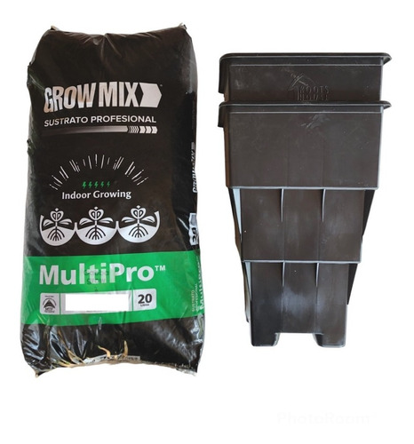 Maceta Roots House 2x 10 Litros + Sustrato Growmix 20l Gabba