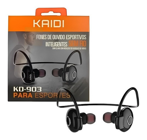 Fone De Ouvido Bluetooth Esportivo Kd-903 - Kaidi Cor Preto Cor da luz Preto