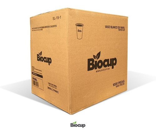 Vaso Ecológico De Papel 8 Oz Blanco Biocup, Reciclable 100%