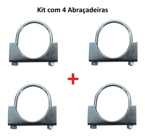 Kit 4 Abraçadeiras Tipo U 2,5 Polegadas P/ Escapamento