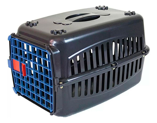 Caixa Transporte Cachorro Gato Rb Pet Porta N3 Pequeno Médio Cor Azul