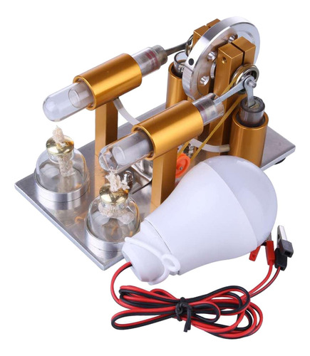 Imagen 8 de 9 de Modelo De Motor Stirling De Doble Cilindro Caliente De Metal