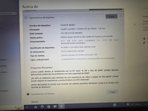 Hp Zbook G4 3me99la 64gb Ram Plateado (Usado)