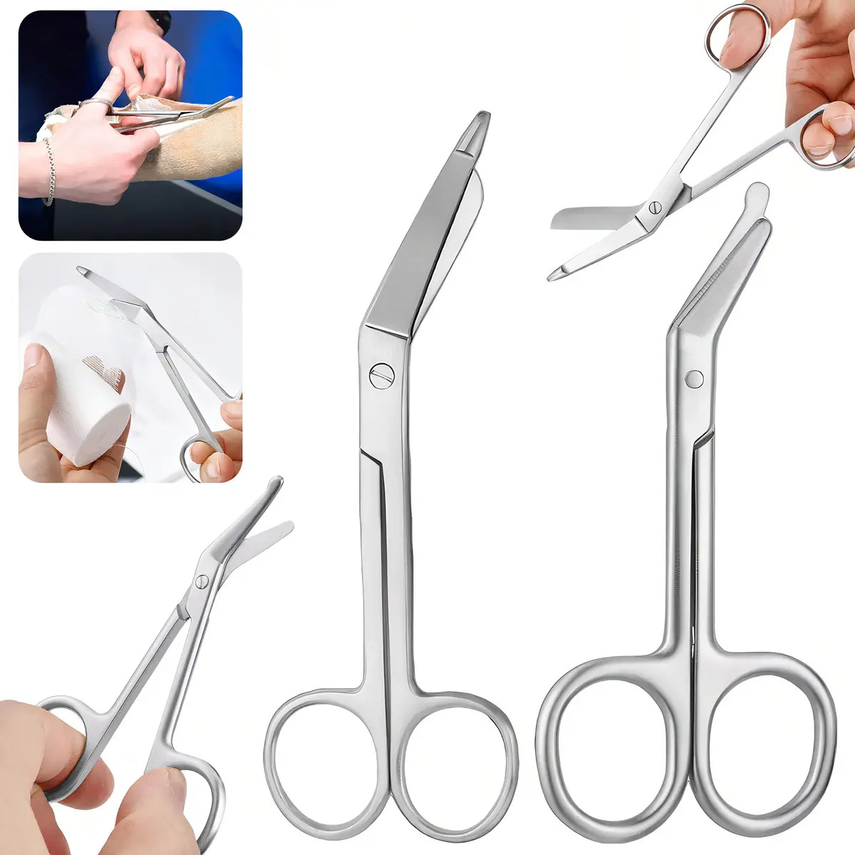 Tijeras de Vendaje de Acero Inoxidable, Pack con Punta Redonda para Uso Médico