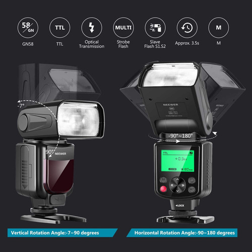 Neewer 750ii Ttl Flash Speedlite Con Pantalla Lcd Para Ni...