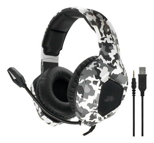 Headset Gamer 50mm Camuflado P3 3,5mm Para Pc E Consoles Cor Branco Camuflado Knup KP-GA02