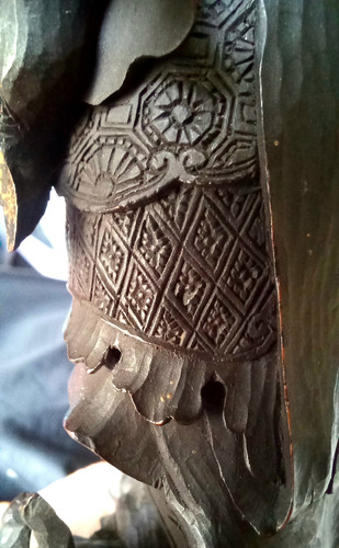 Antiguo Bishamonten Deidad De Los Samurai / No Katana Tsuba Negro (Usado)