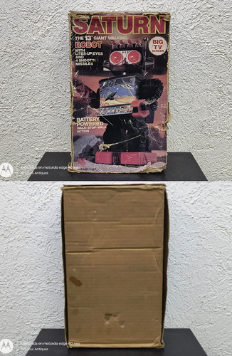 Robot Saturn Vintage Años 80's En Caja Completo De Colección Robot Saturn Vintage Negro (Usado)