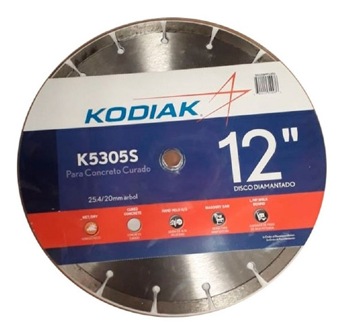 Disco De Diamante Para Corte Concreto 12 Kodiak Color Aluminio