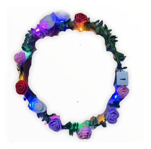 Imagen 4 de 10 de Vincha Tiara Corona Flores Hippie Especial Led Cotillon