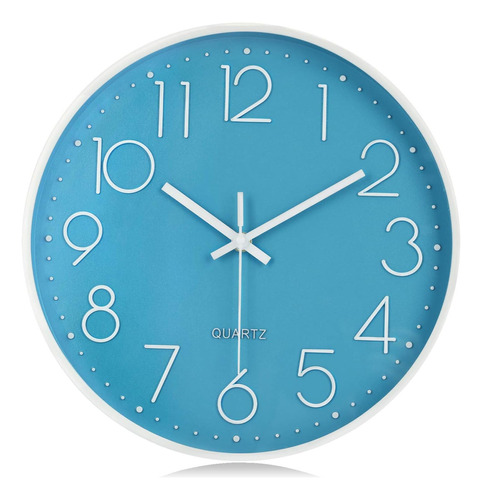 Reloj De Pared Azul Con Números 3d De 12 Pulgadas Para De