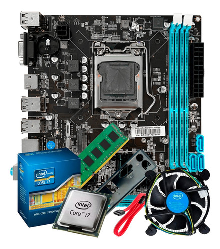 Kit de atualização de placa-mãe H61 Intel Core I7 2600 memória DDR3 8 GB cor preto
