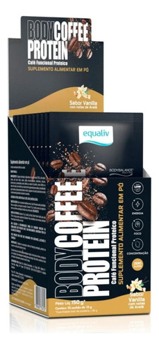 Body Coffee Protein Display (10 Sachês 15g) Sabor Vanilla Vanilla Com Notas De Avelã