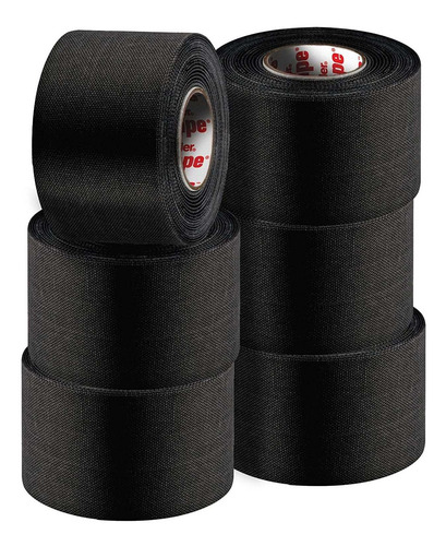 Mueller Atlética Cinta, 1.5 X 10yd Roll, Negro, 6 Pack