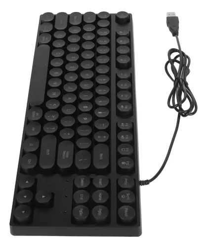 Teclado Mecânico de 87 Teclas, Teclado Redondo de Toque USB Com  Retroiluminação Colorida, Teclado Ergonômico para Jogos de Digitação  Precisa, para PC de Mesa (Branco)