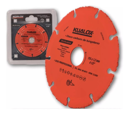 Disco Para Cortar Madera Pvc Yeso - Amoladora 115mm Kualox