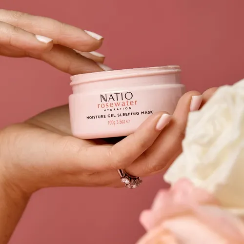 Natio Rosewater - Mascara De Gel Hidratante Para Dormir, 3.5