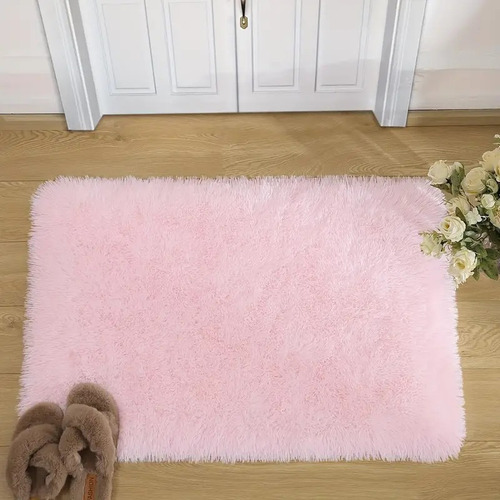 Tapete Decorativo 60x40cm Baño Recámara Sala Felpaultrasuave Ancho 40 Cm Color Rosa Diseño De La Tela Geométrica Largo 60 Cm