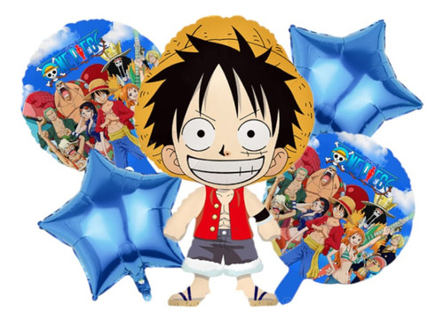 Set Globos Aluminio One Piece 5 Piezas Cumpleaños
