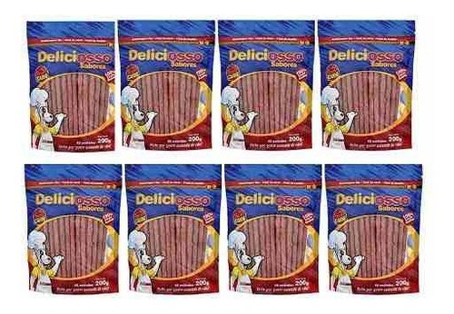 Combo Petisco Cães Ossinho Palito Carne Deliciosso 200g 8un