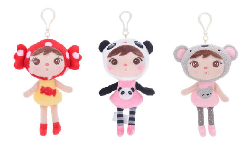 Kit 3 Boneca Metoo Angela Panda Coelha Chaveiro Original