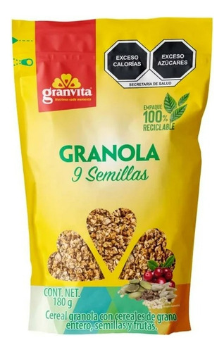 3 Pza Granola Granvita 9 Semillas 180 G