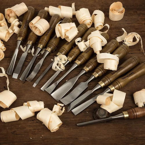 Juego De 12 Cinceles Para Tallar Madera Con Mango De Nogal